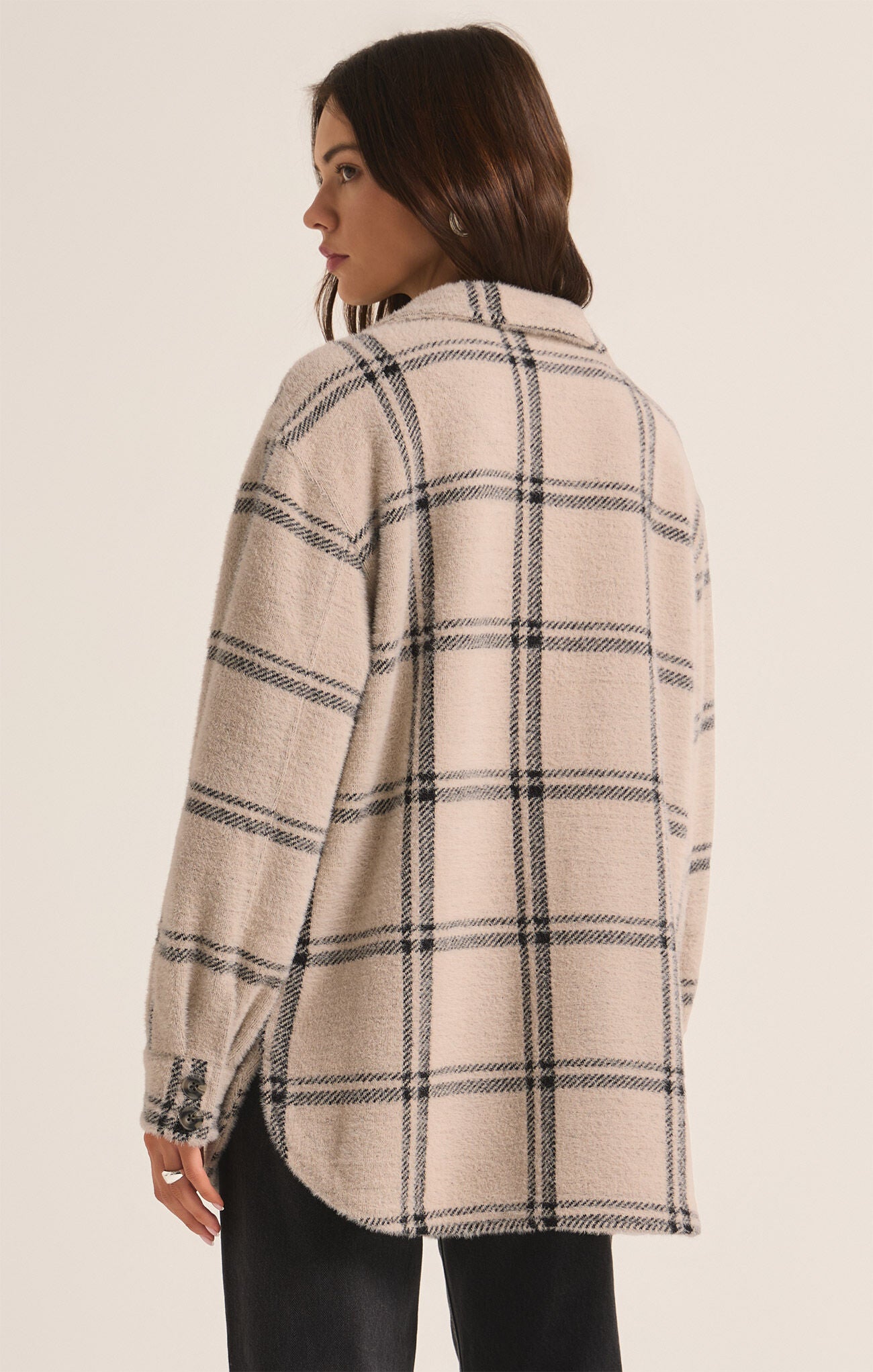 Toni Plaid Tucker Jacket in Crystal Grey