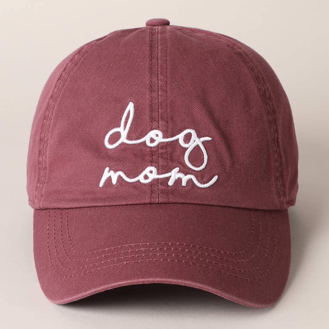 Dog Mom Lettering Baseball Cap in Plum