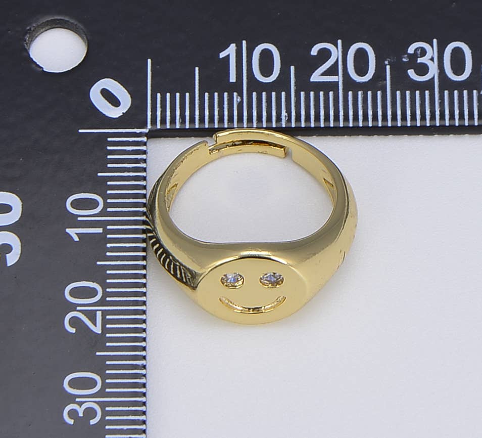 Gold Filled Smiley Face Adjustable Ring