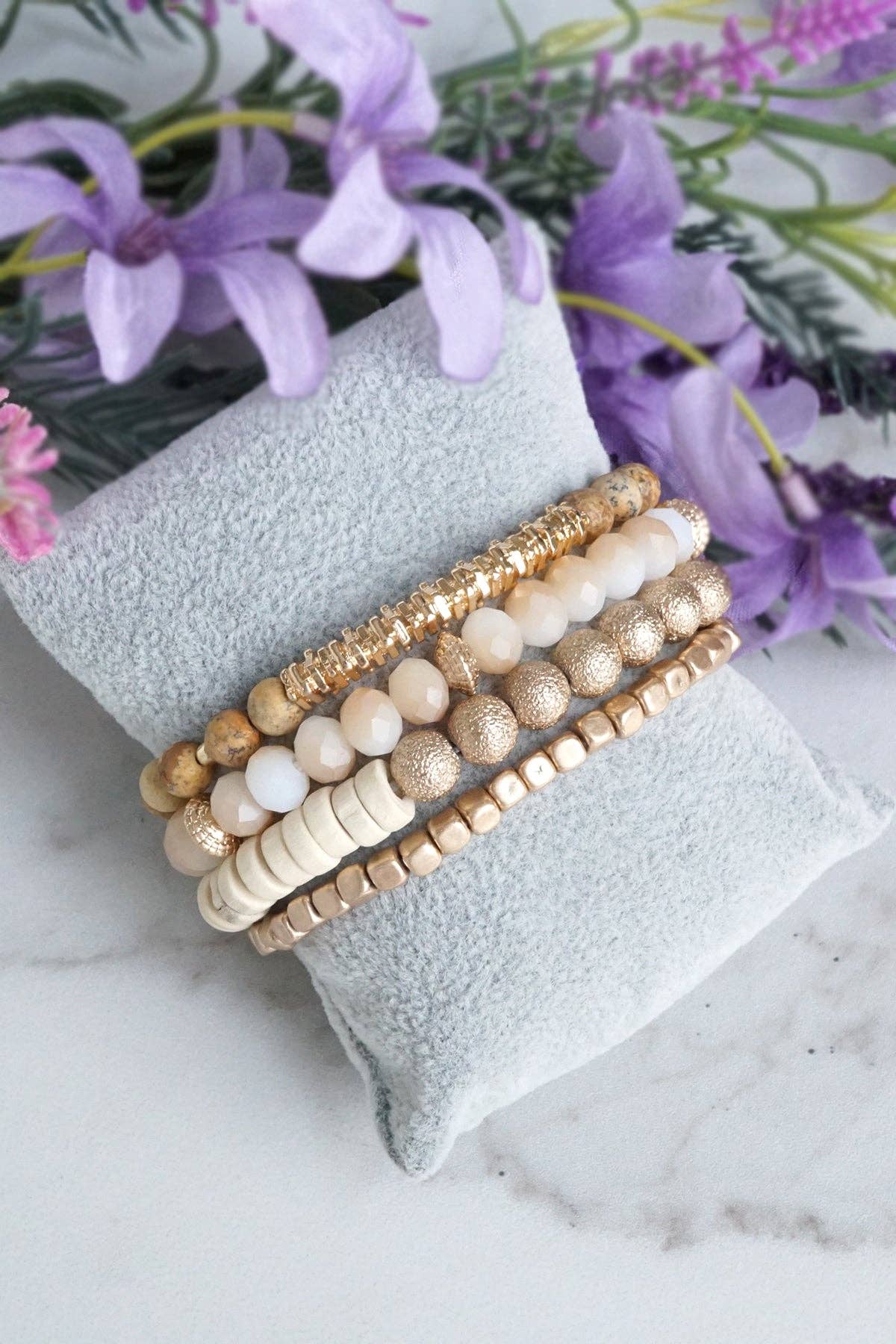 Bracelet Stack in Neutral Brown