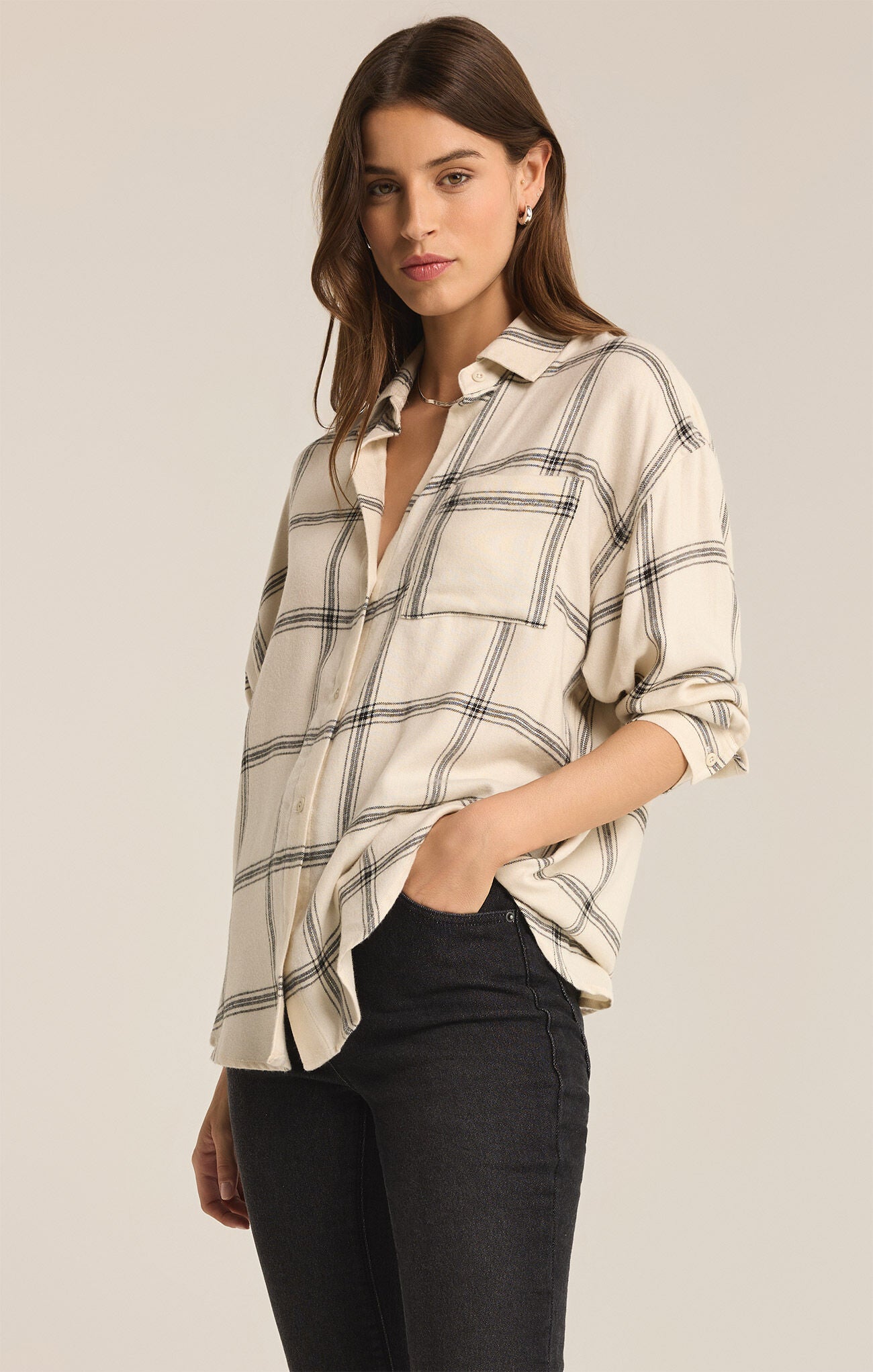 River Plaid Button Up in Sea Salt