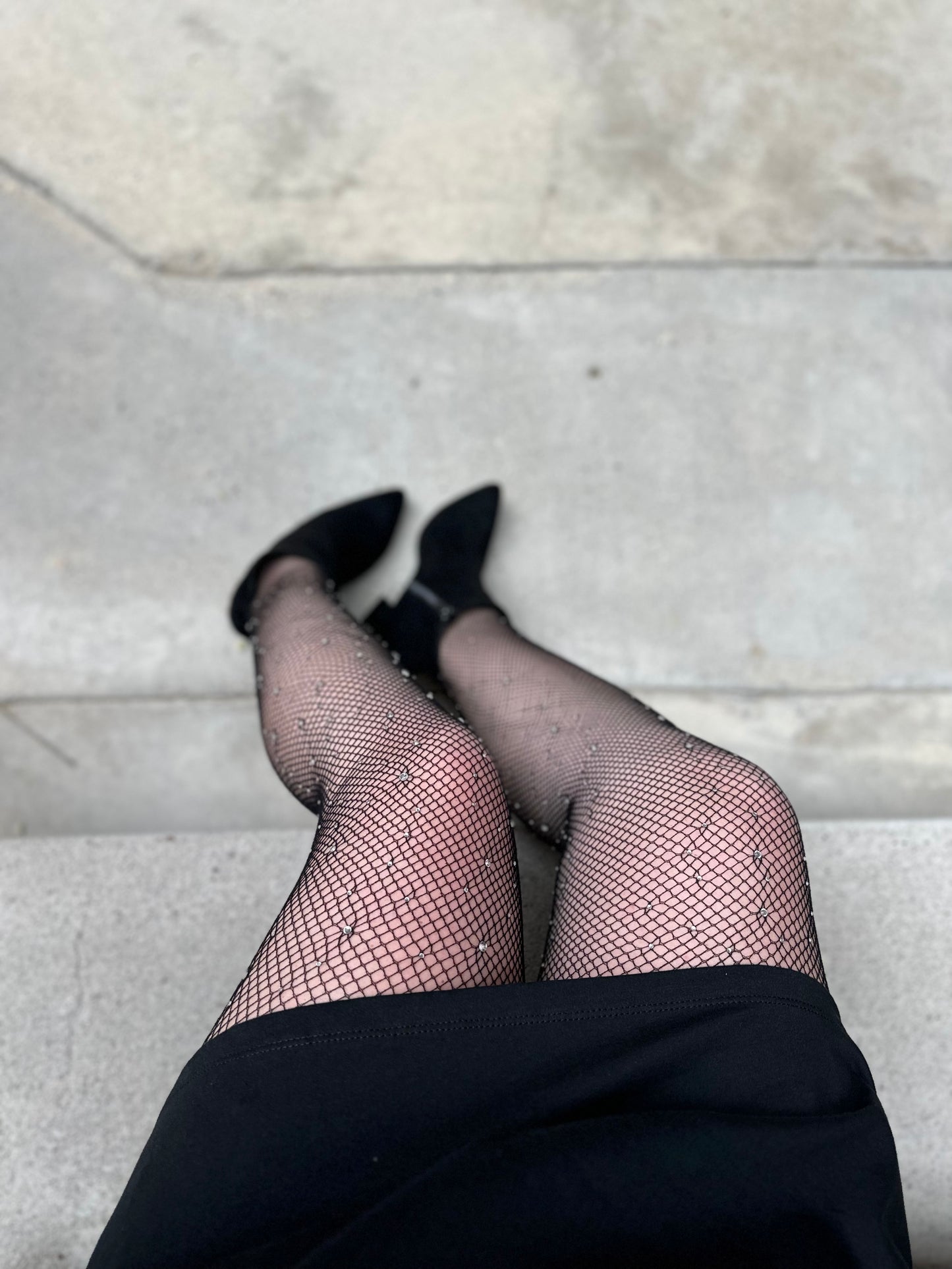 Katie Fishnet Tights Rhinestone Black
