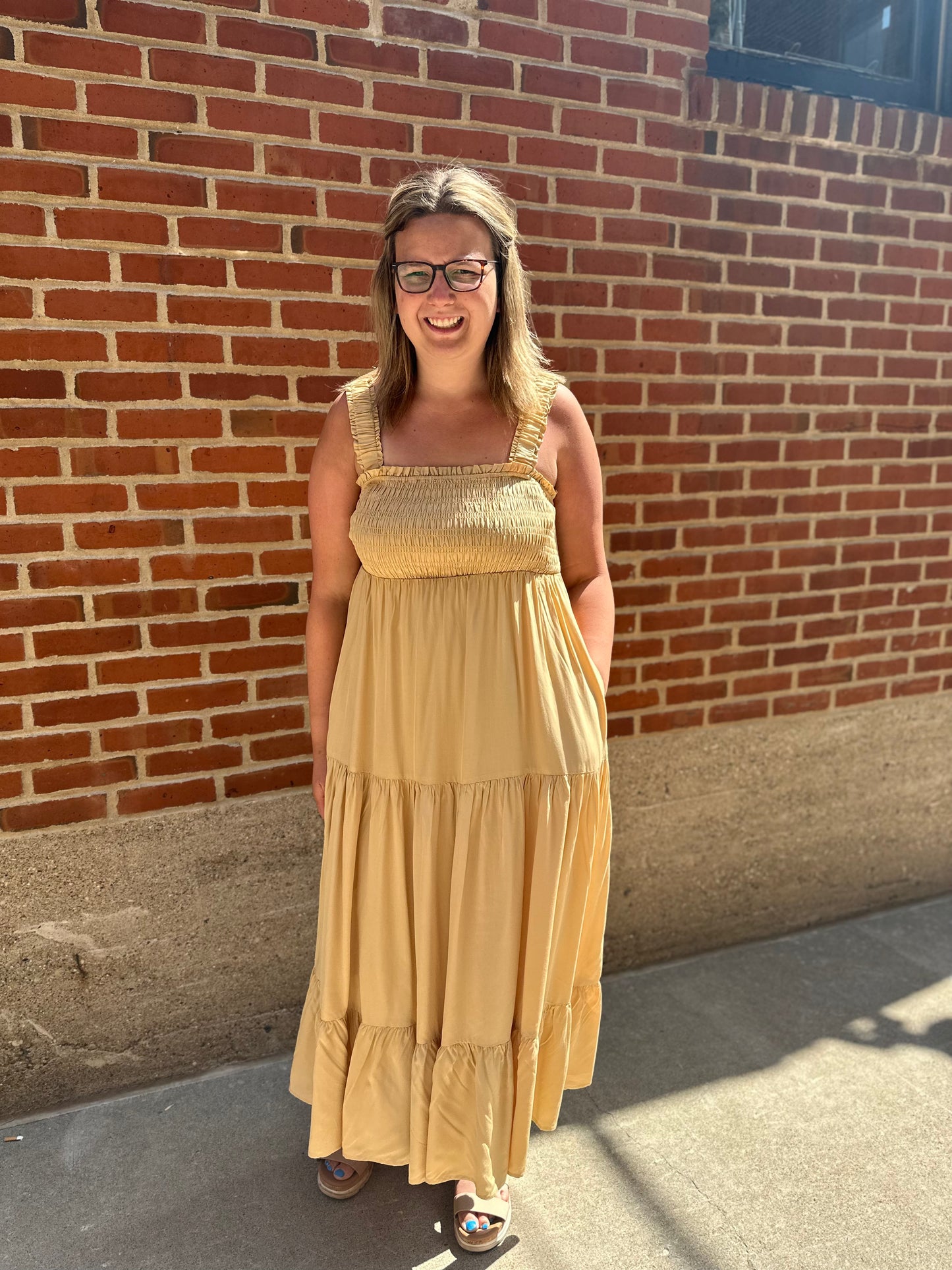 Willow Tiered Dress in Gold