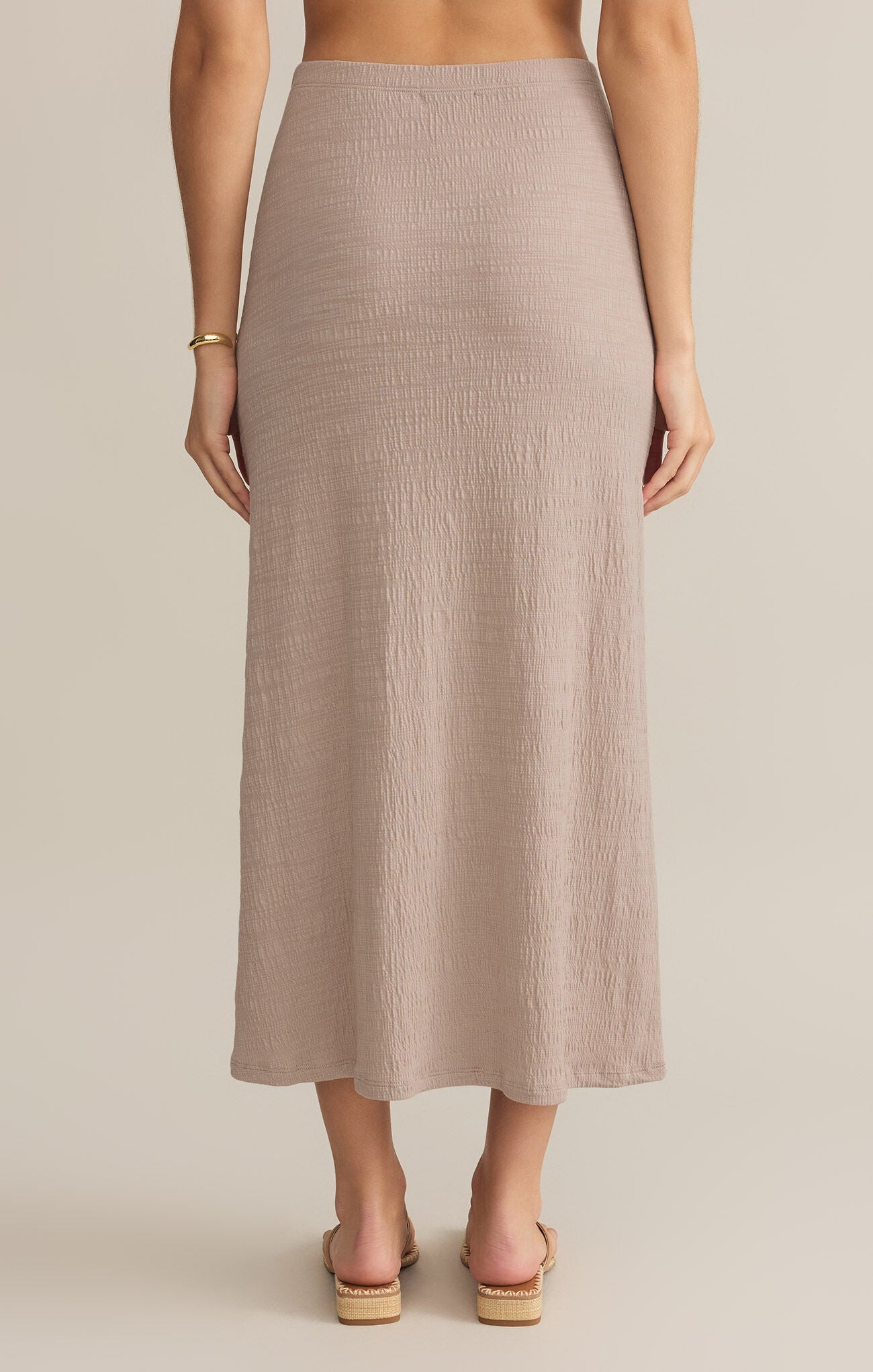 Delavine Textured Midi Skirt in Parchment