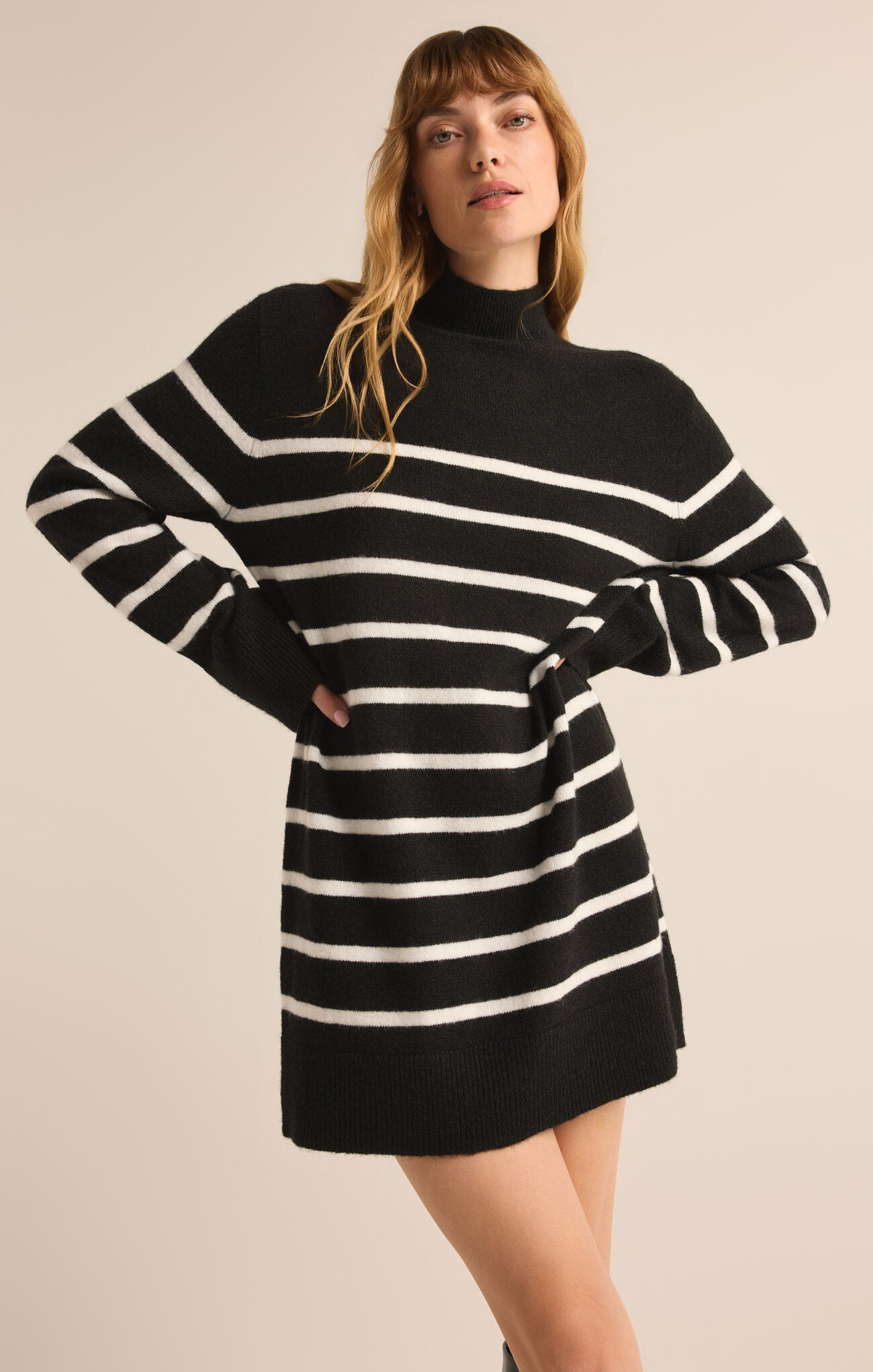 Fin Stripe Sweater Dress Black