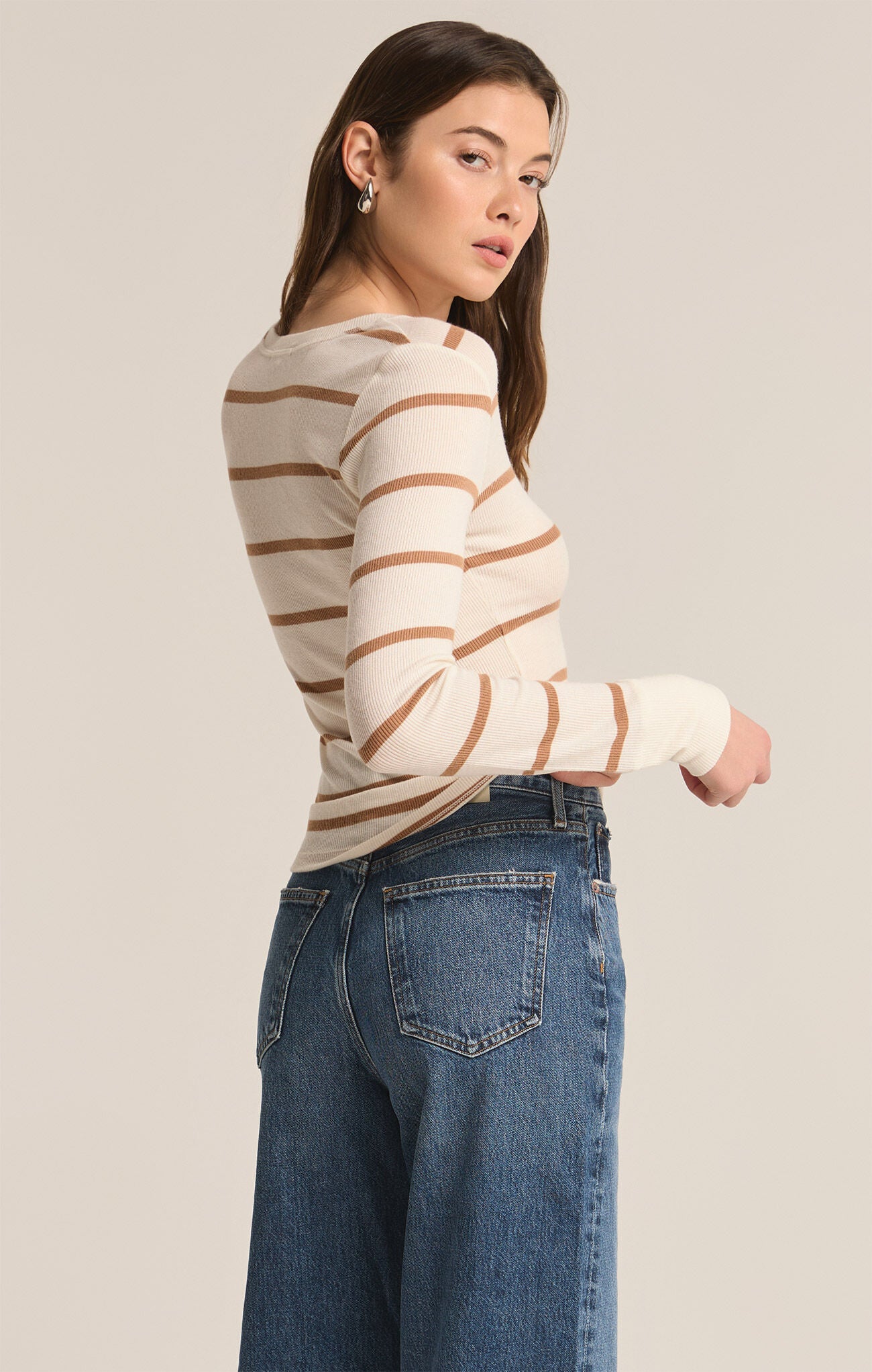 Scarlett Rib Henley in Sea Salt