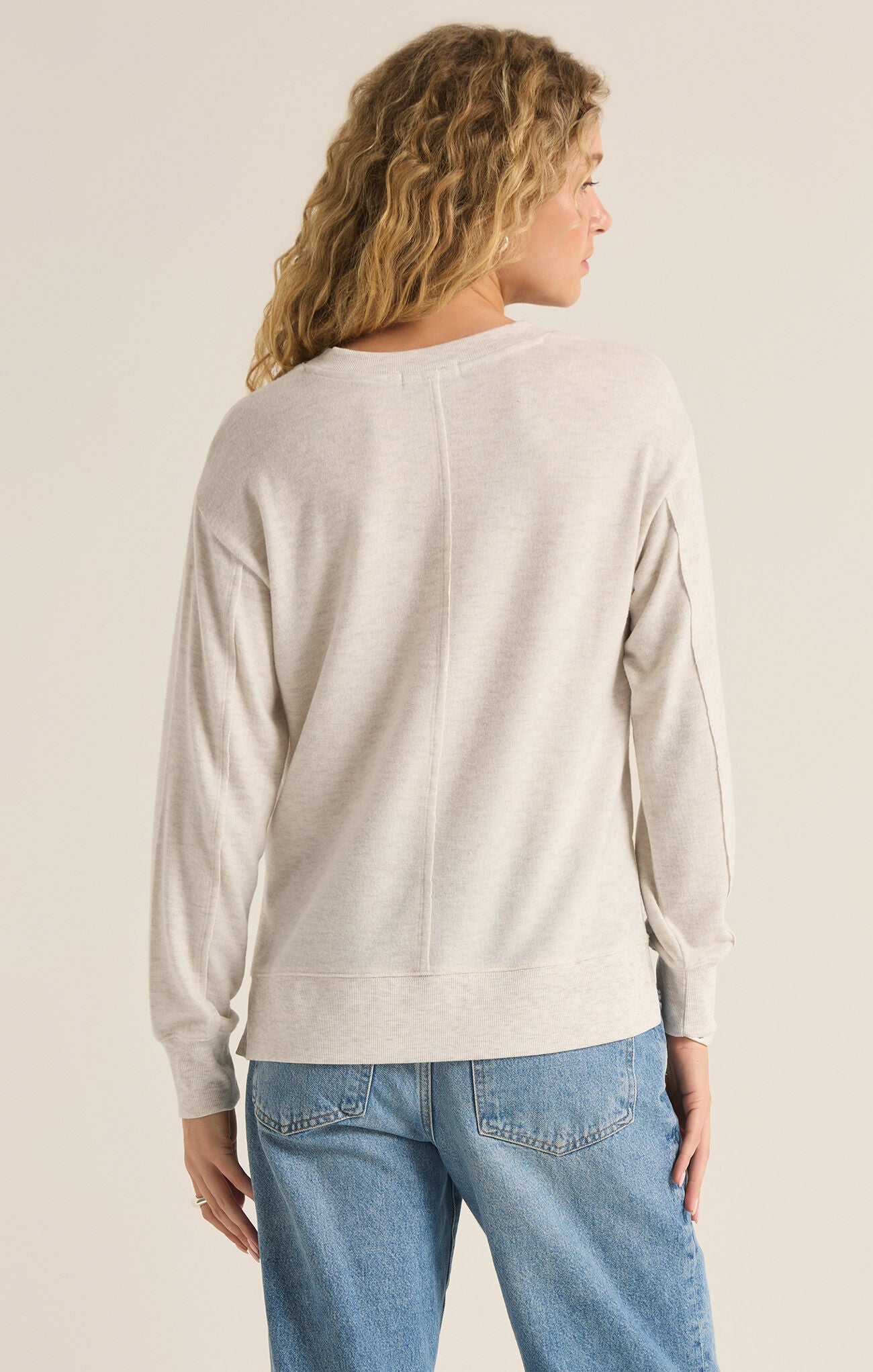 Wilder Cloud V Neck Top in Light Oatmeal