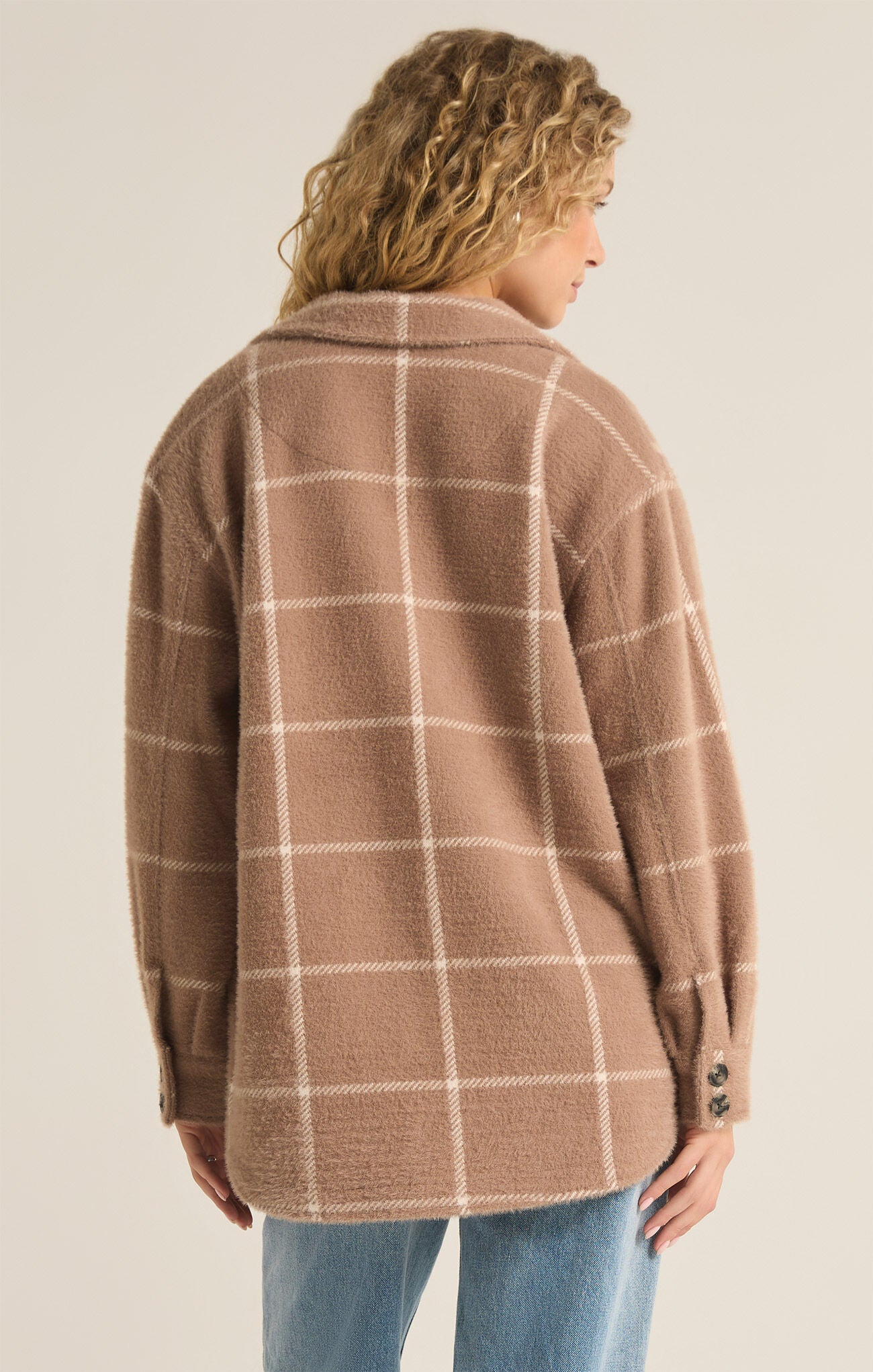 Toni Plaid Tucker Jacket in Heather Taupe