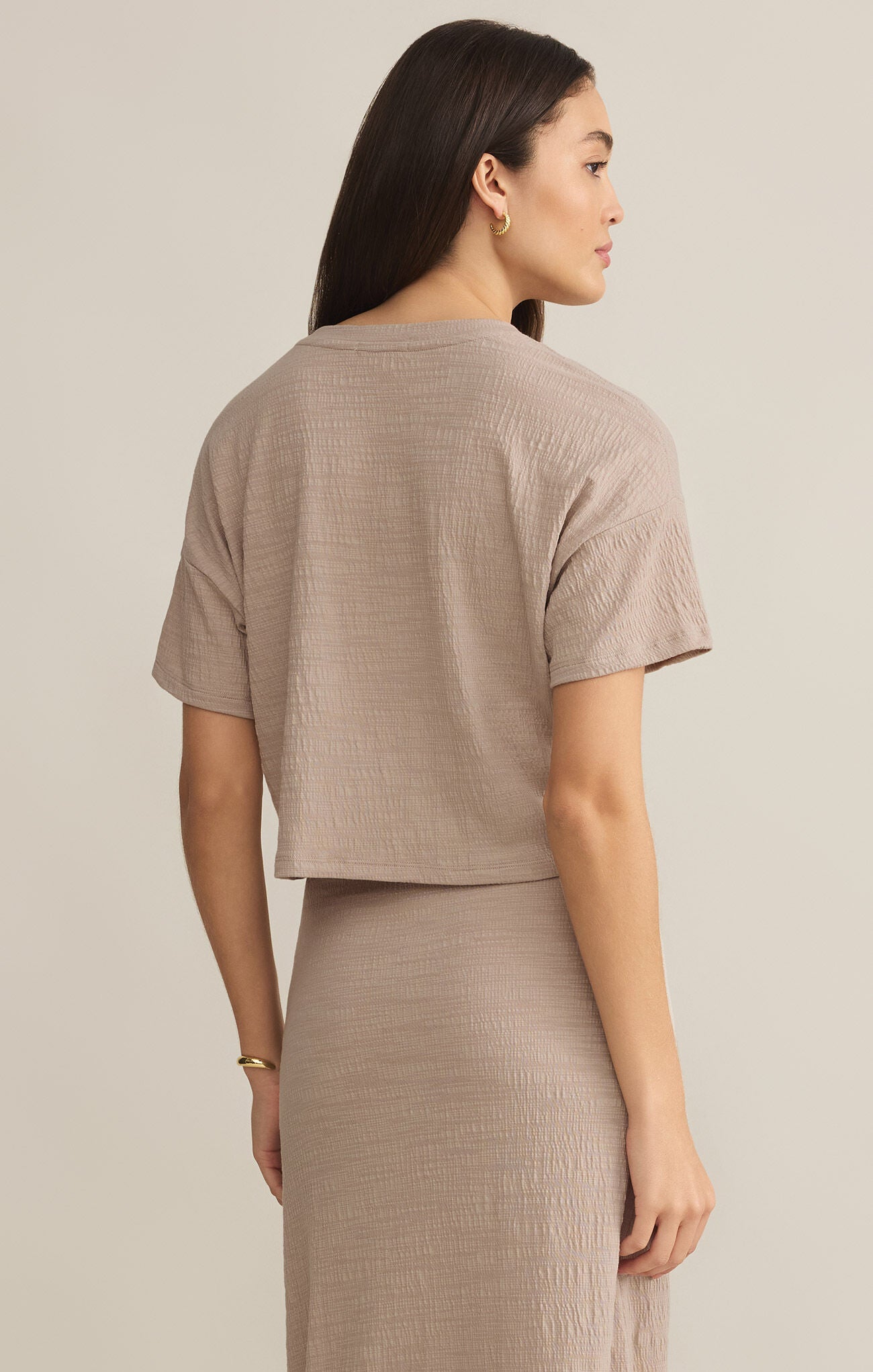 Sway Textured Cropped Tee in Parchment