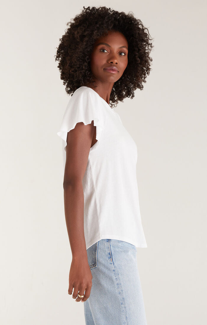 Abby Flutter Tee in White