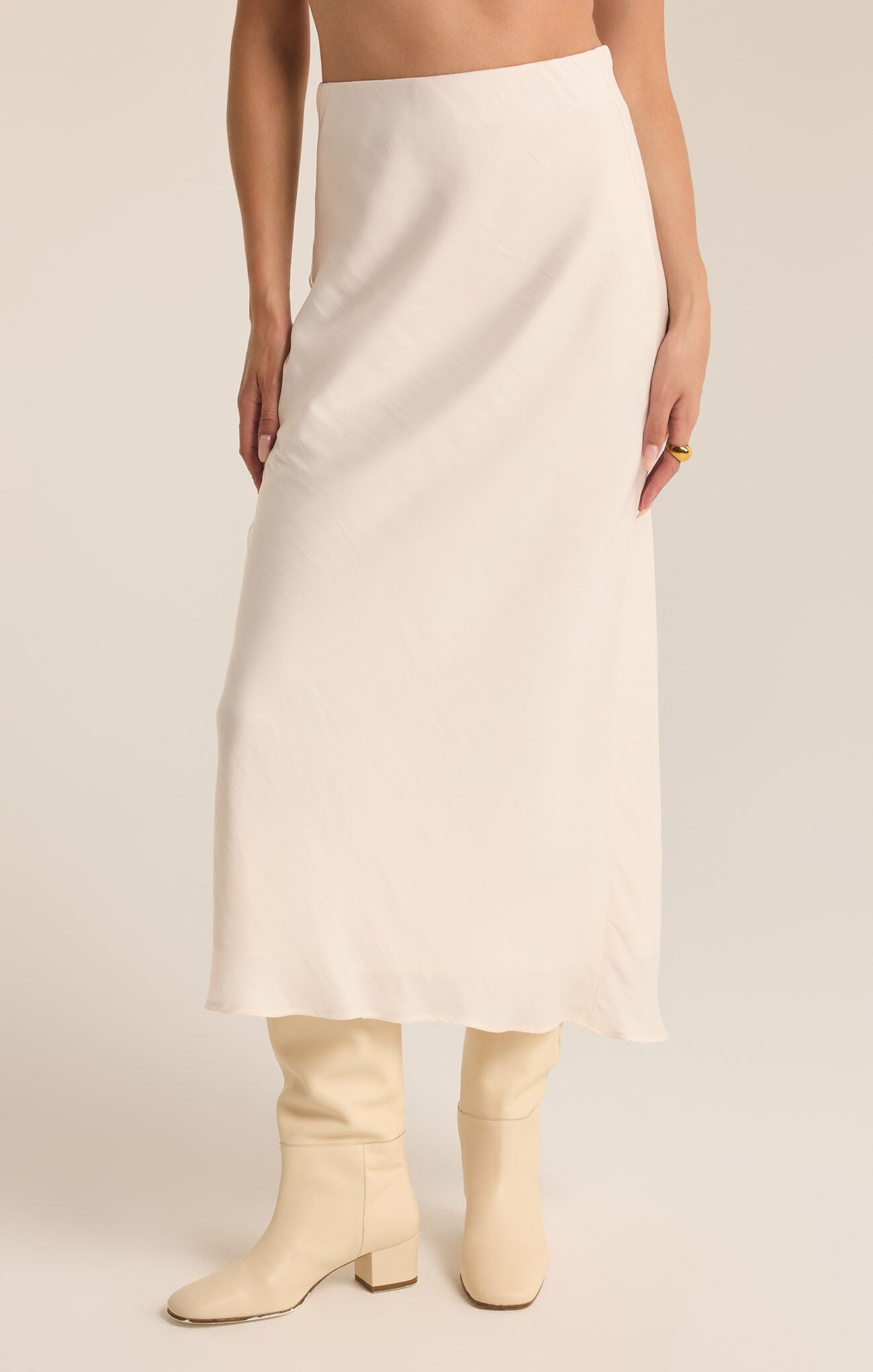Europa Poly Sheen Skirt in Sea Salt