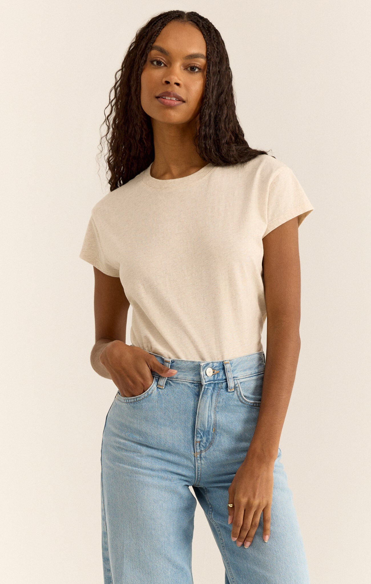 Torrie Modern Slub Tee in Light Oatmeal Heather