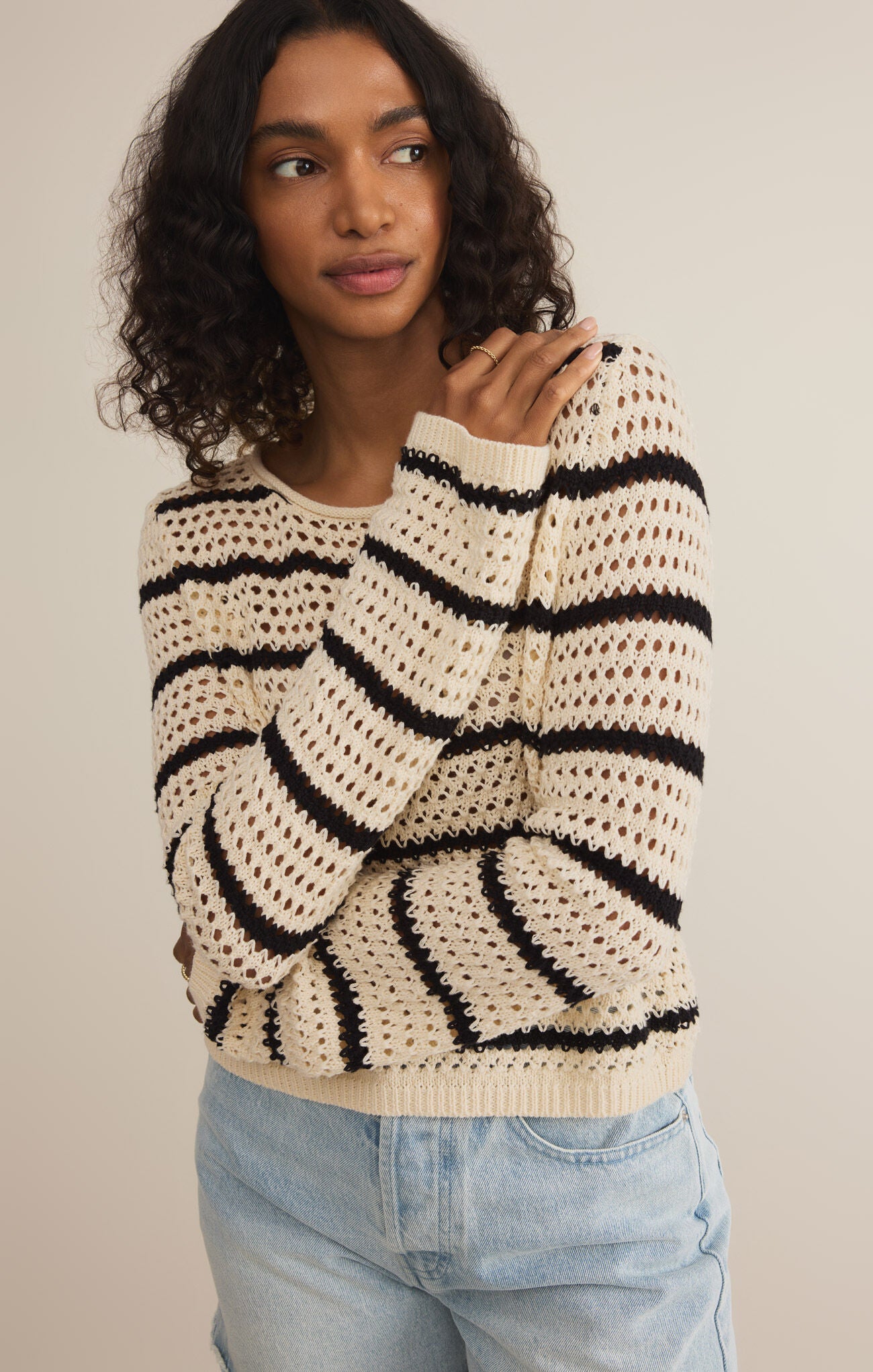 Kit Stripe Crochet Striped Sweater