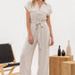 Mallory Belted Wide Leg Jumpsuit in Natural
