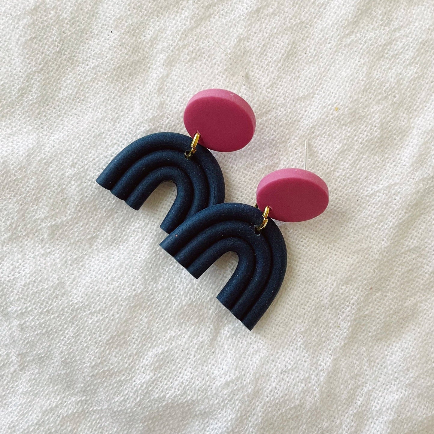 Ellie Rainbow Earrings in Navy