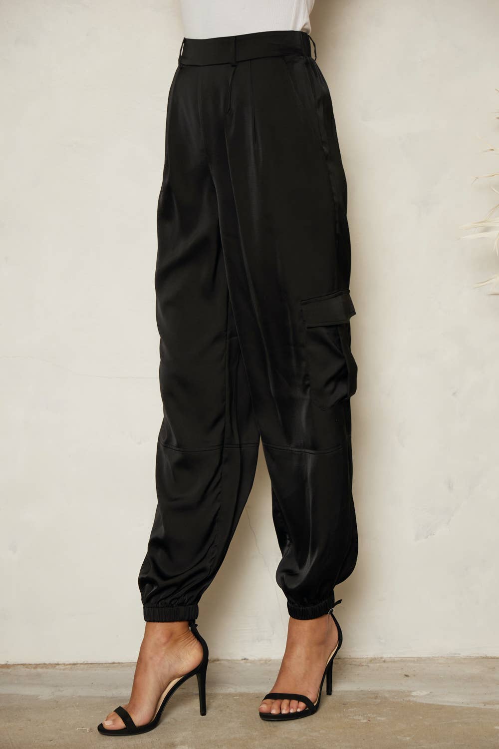 Keanna High Waisted Satin Utility Trousers