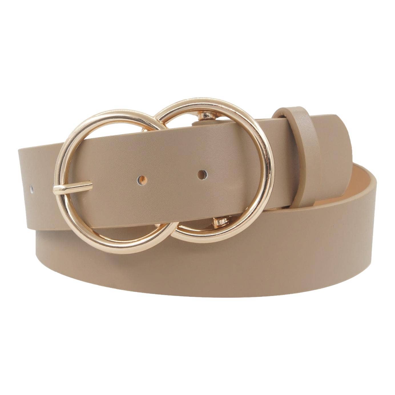 Thick Double Ring Belt in Taupe
