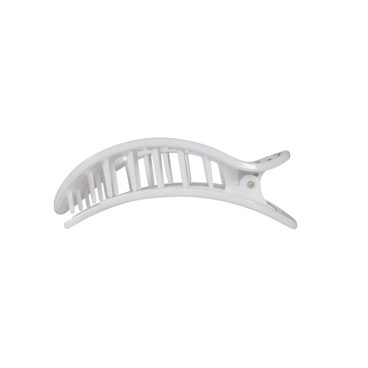 Medium Flat Round Hair Clip White Polka Dot