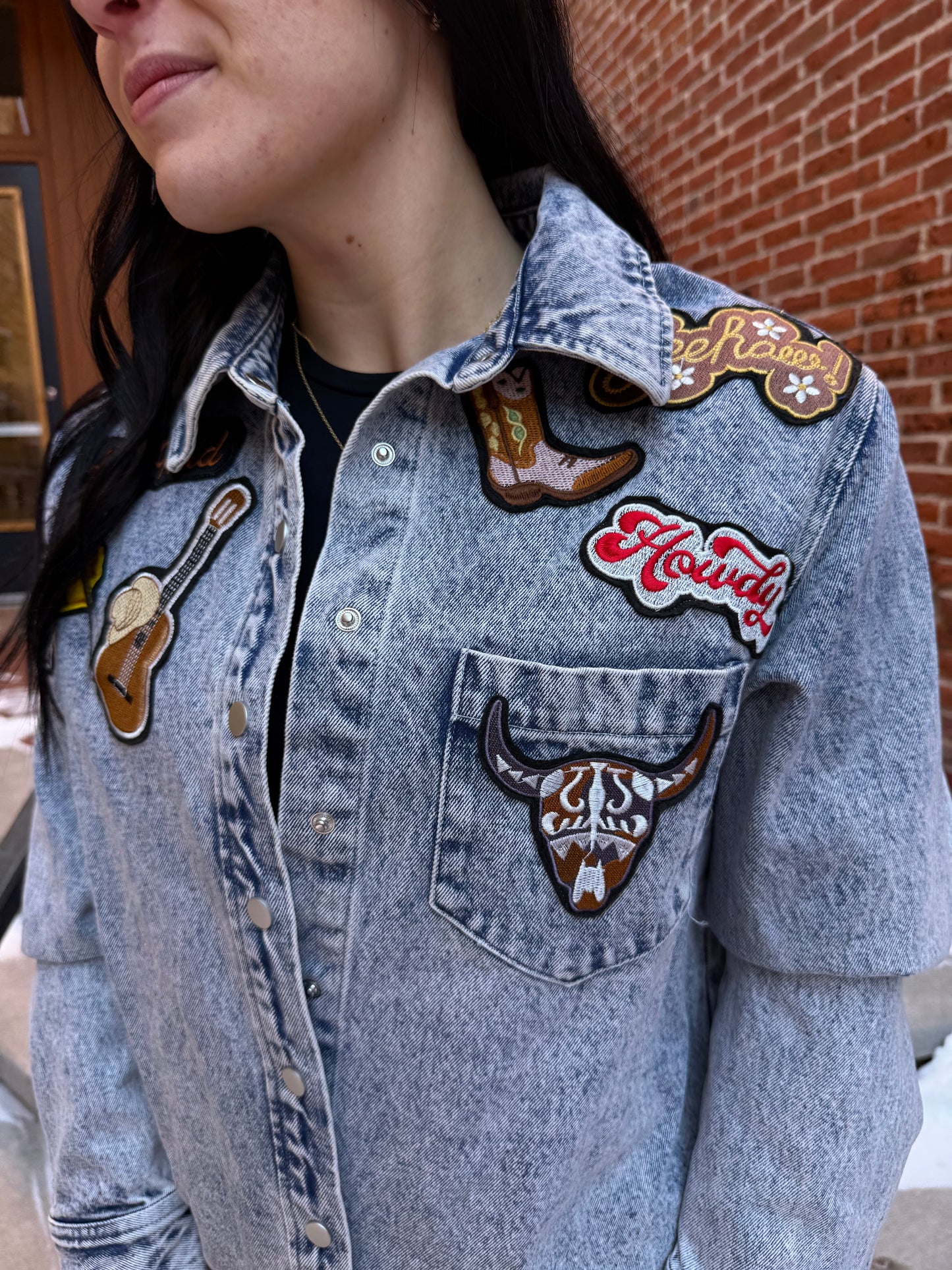 Lucy Washed Snap Up Rodeo Denim Jacket