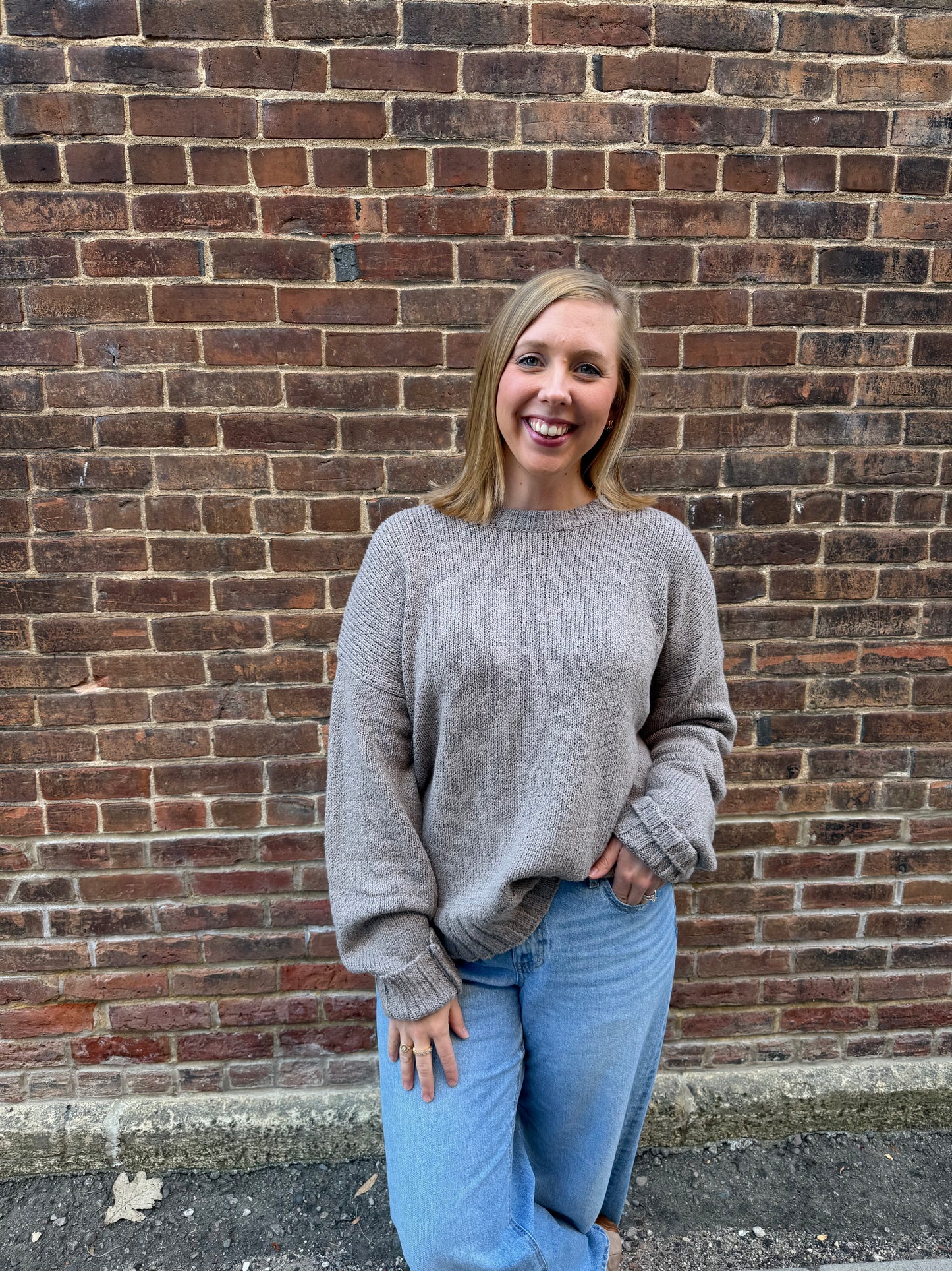 Beck Textured Sweater in Light Tavern