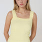 Lace Textured Square Top in Pale Banana