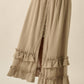 Tessa Solid Cotton Gauze Button-Front Ruffled Maxi Skirt in Stone