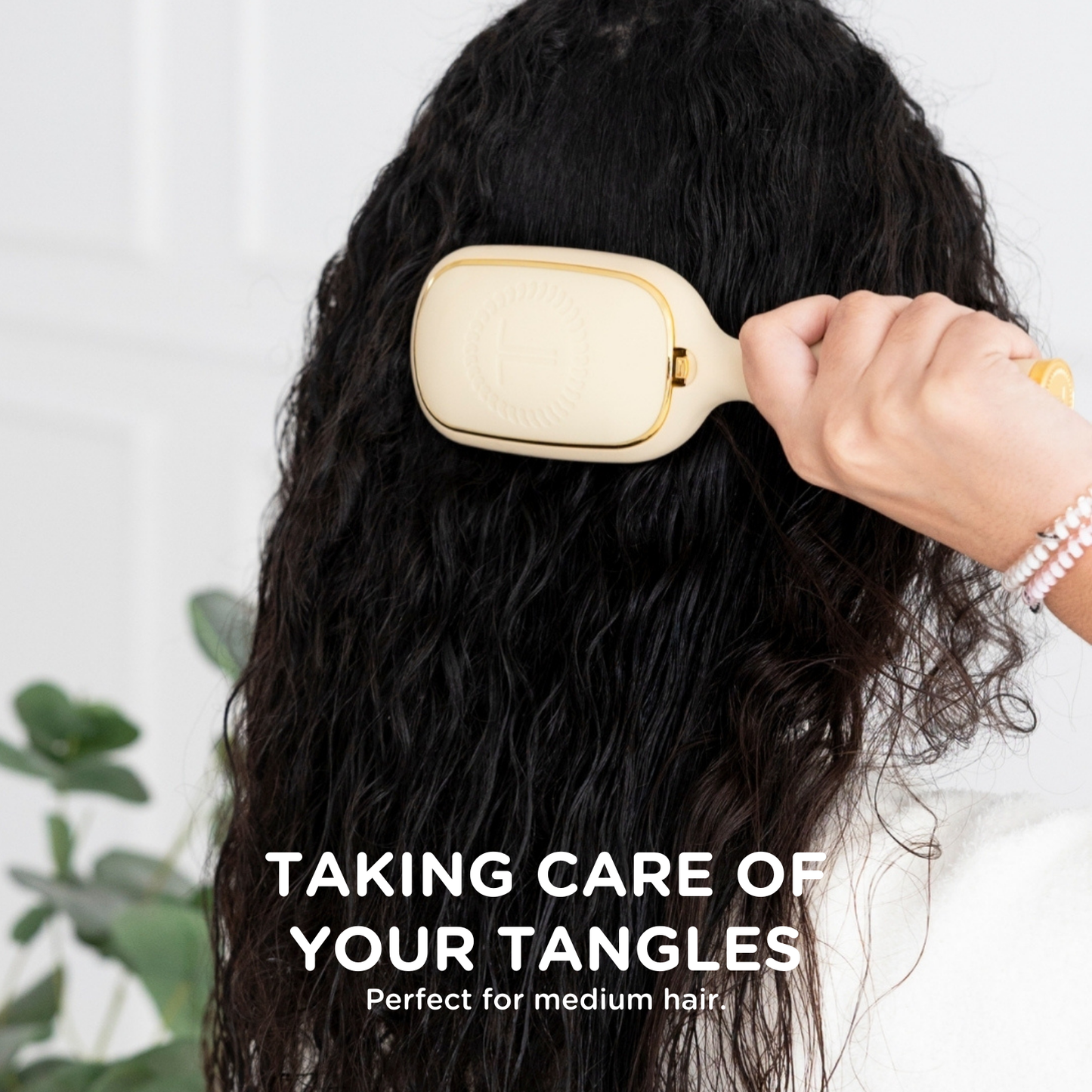 Teleties Detangler Hair Brush for Medium Hair in Tan