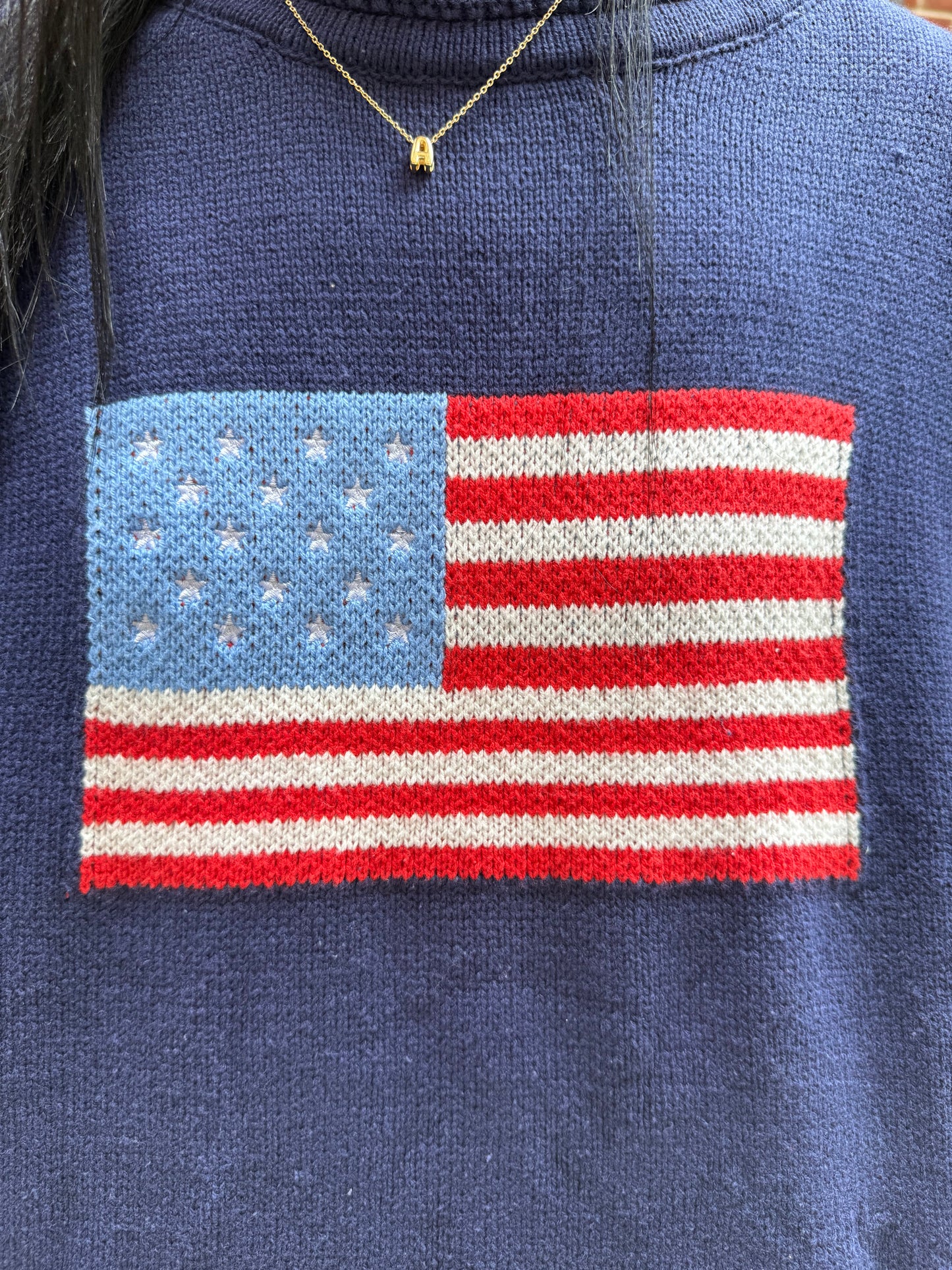 Renae Graphic Knit Long Sleeve Top in Navy