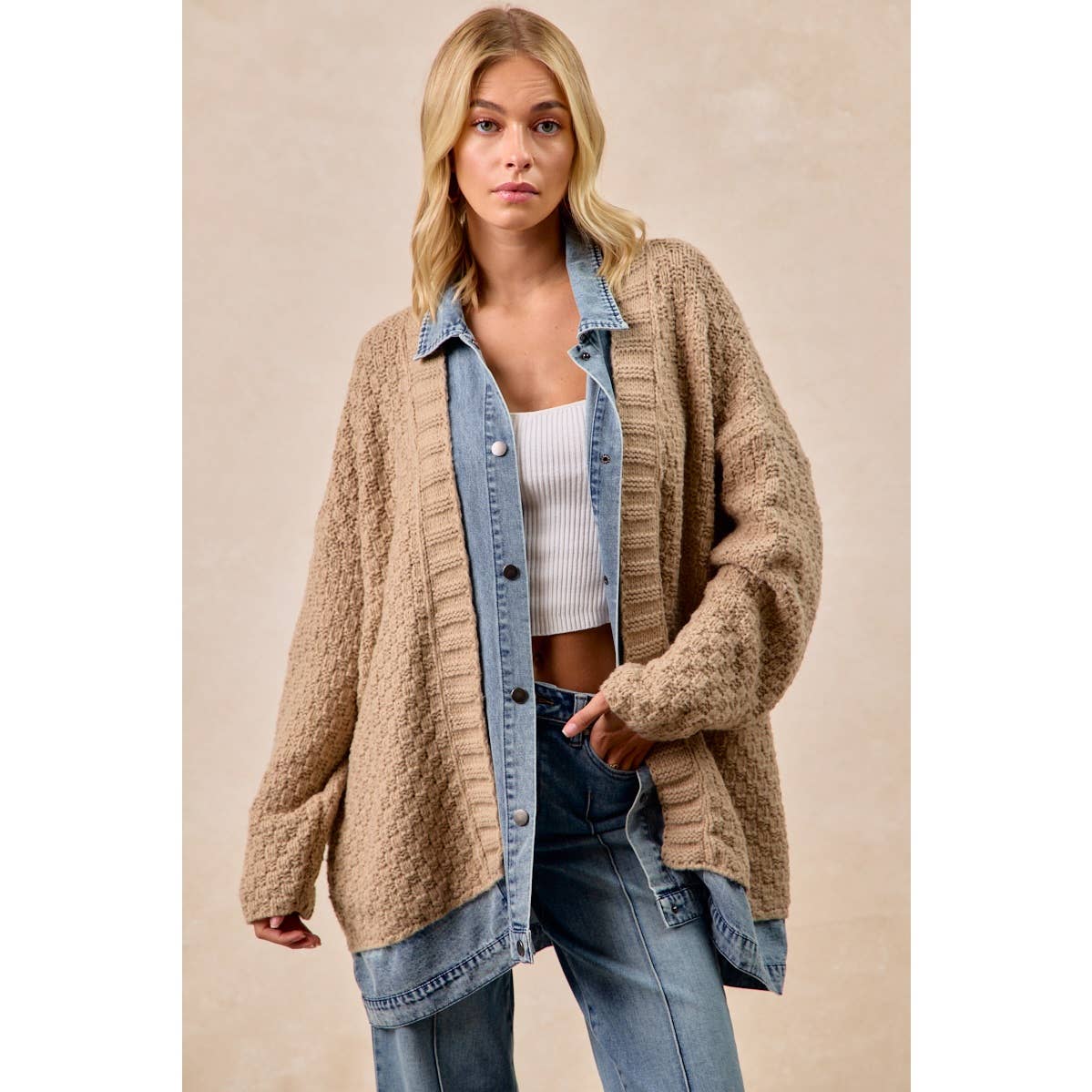 Katelynn Washed Denim Maxi and Match Cadigan