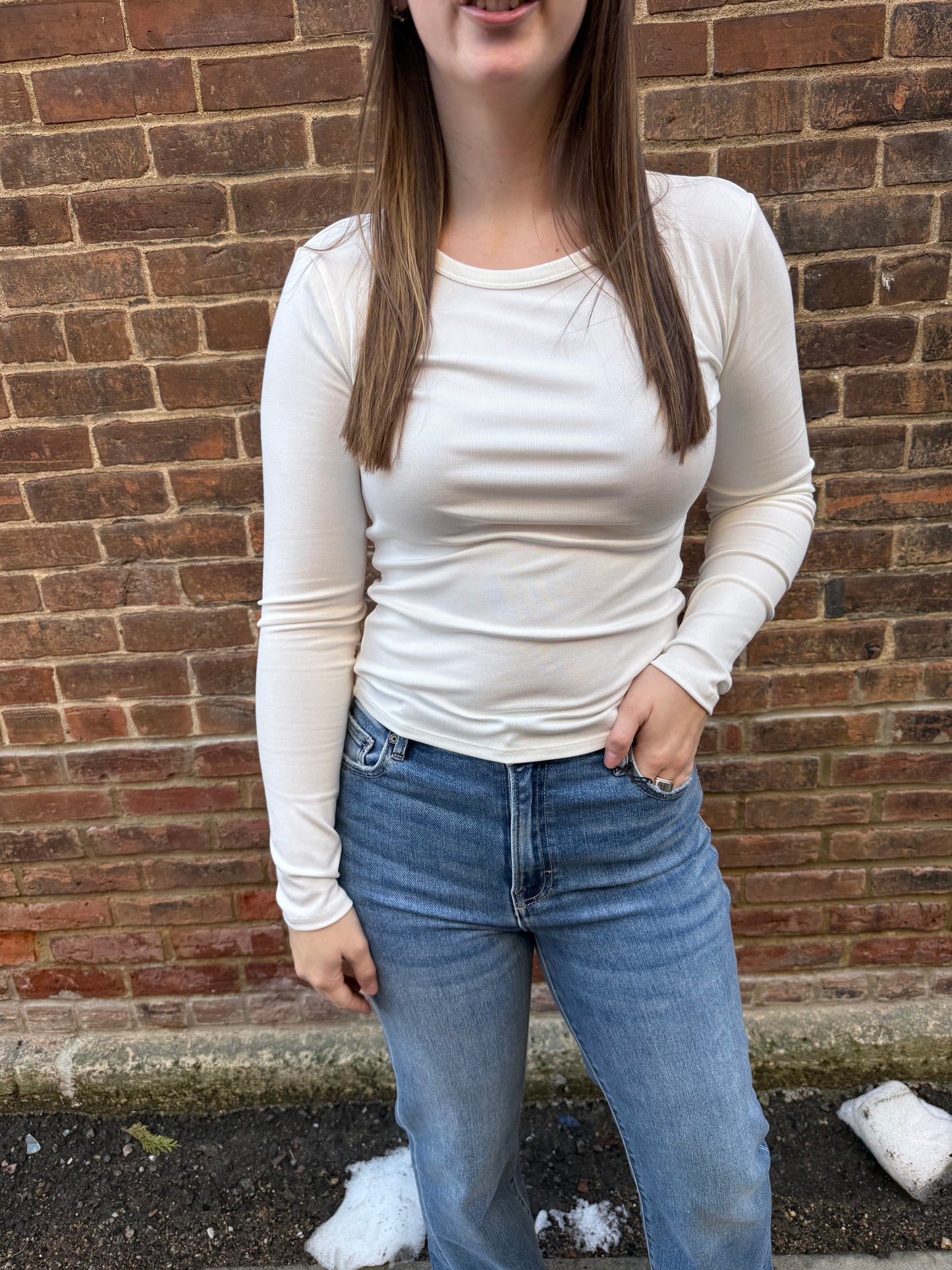 White Second Skin Crew Long Sleeve
