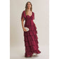 Cortney Smocked Maxi Dress in Burgundy