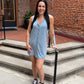 Solace Jersey Denim Mini Dress in Light Denim