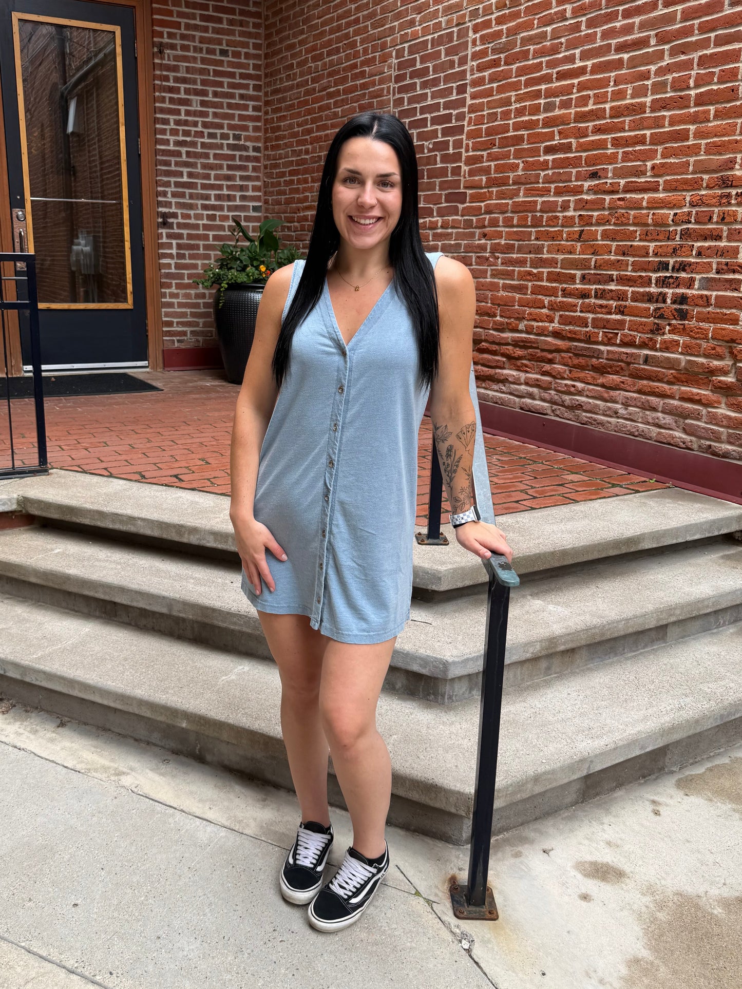 Solace Jersey Denim Mini Dress in Light Denim