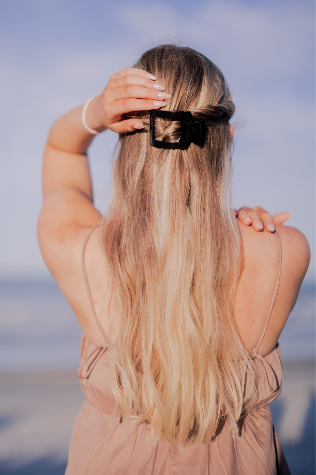 Square Flat Hair Clip Small in Jet Black
