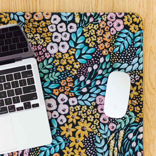 Black Floral Desk Pad: Small
