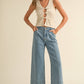 Sara Twisted Detailed Ribbed Top in Cream
