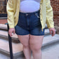Jenn High Rise Raw Cut Shorts  in Plus Size