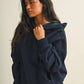 Jessica Plaid Side Stripe Oversized Pullover Hoodie in Navy