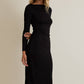 Marah Black Long Sleeve Maxi Dress in Black