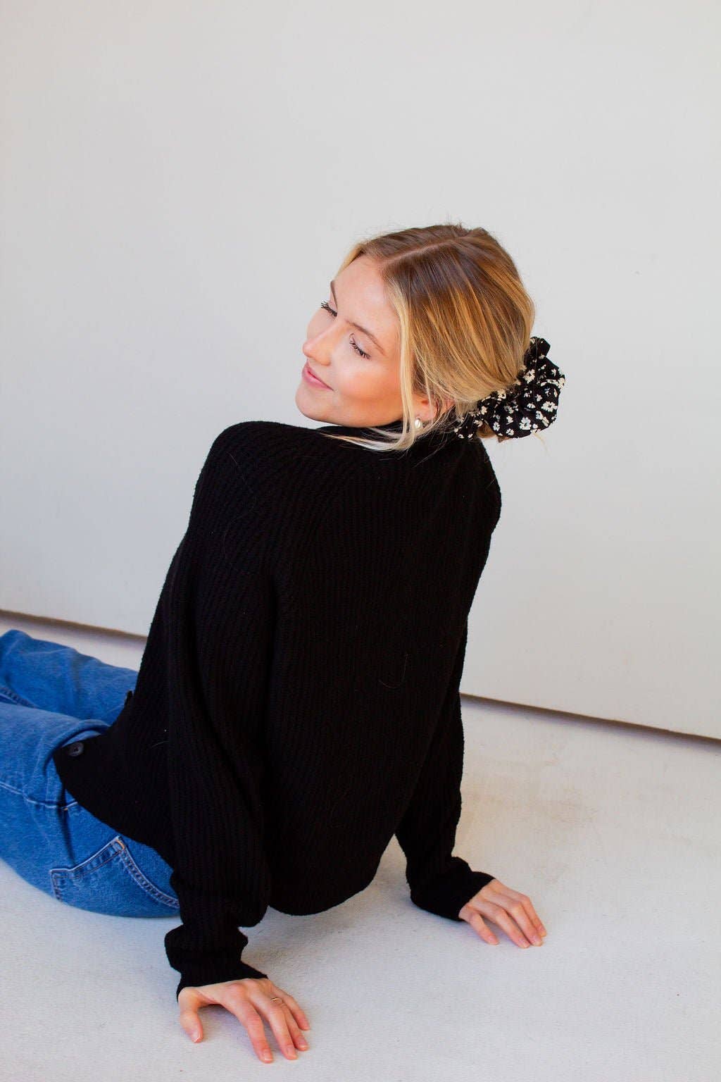 Onyx Floral Jumbo Scrunchie