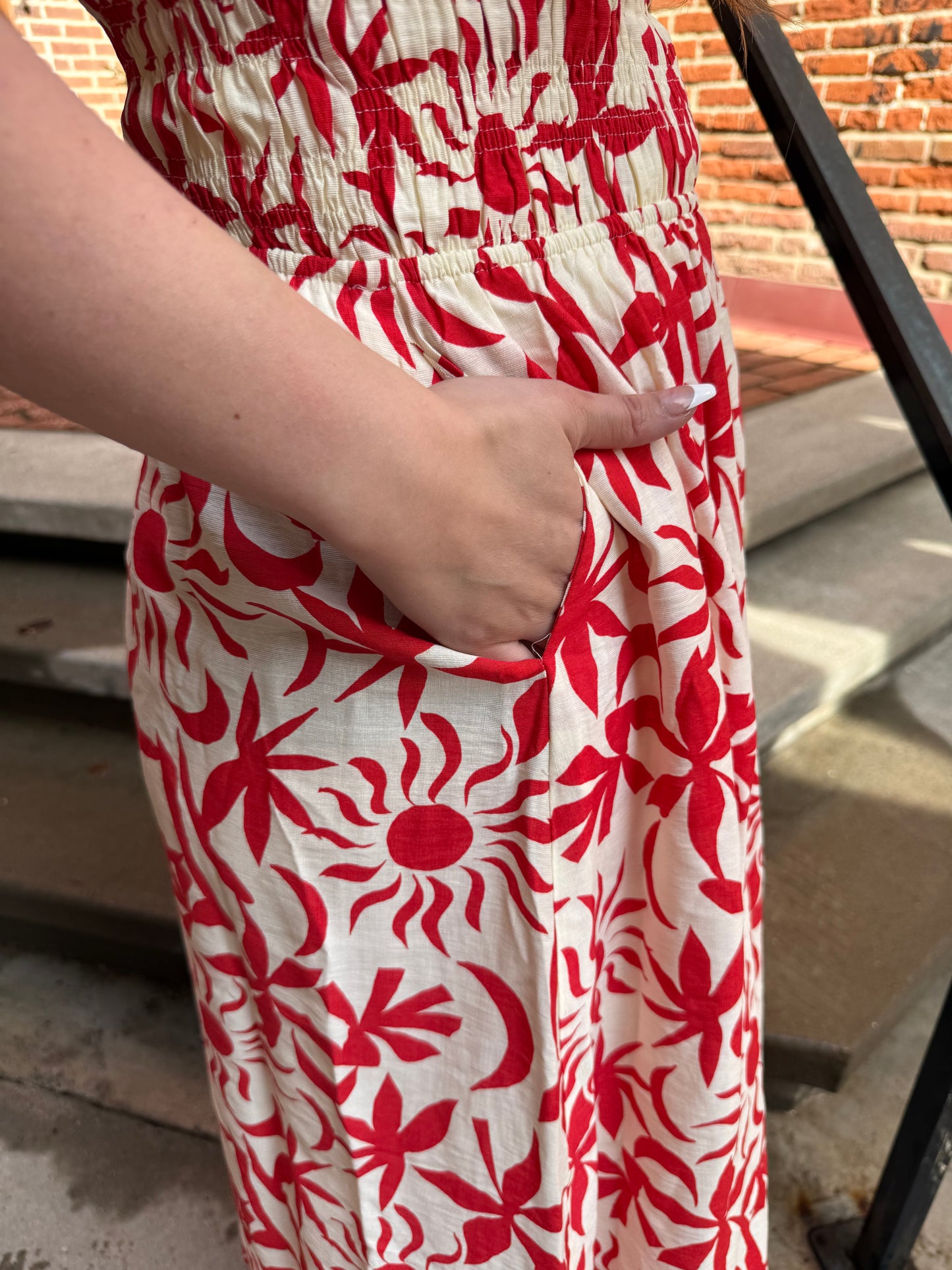 Renee Smocked Dress in Red