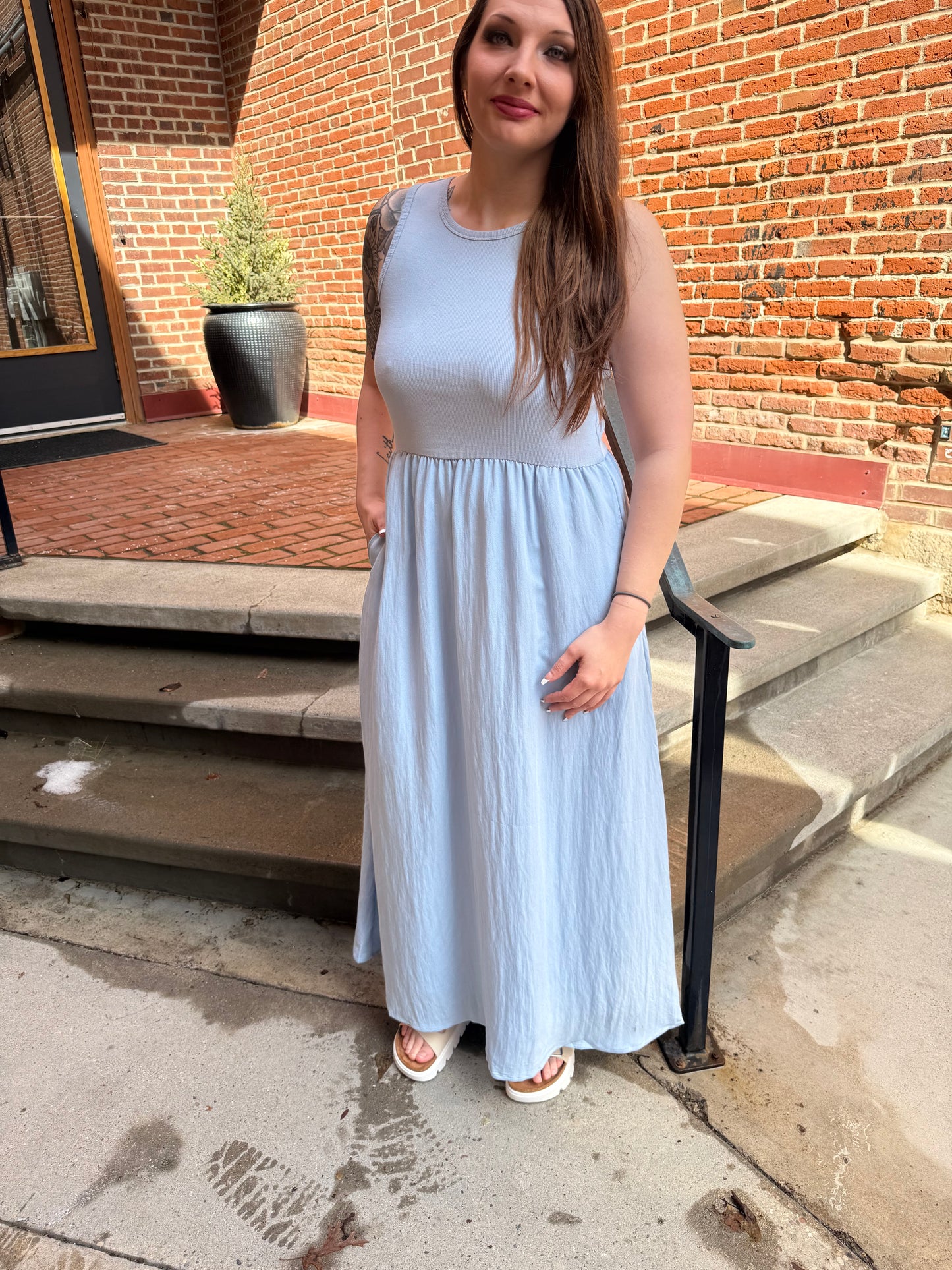 Charlotte Midi Dress in Light Blue