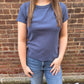 Renae Rib S/S Top in Indigo