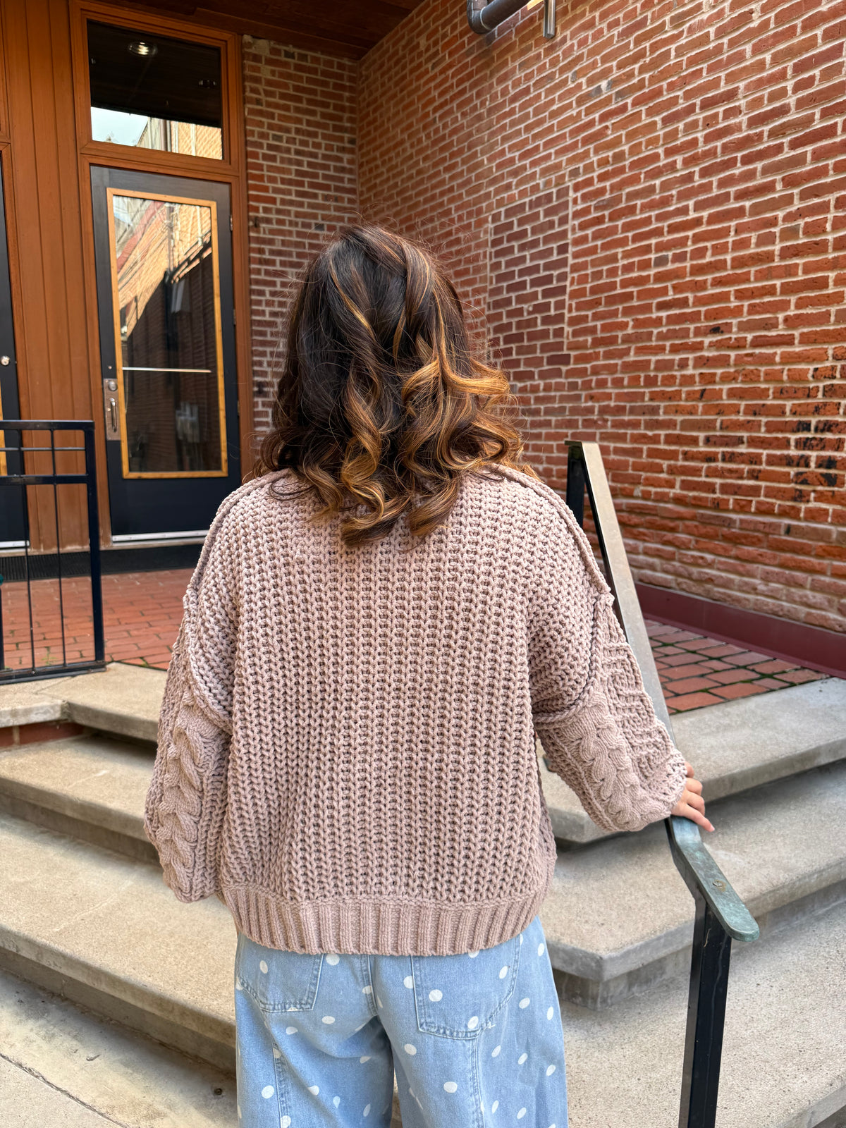 Kenzi Ash Mocha Cable Knit Sweater