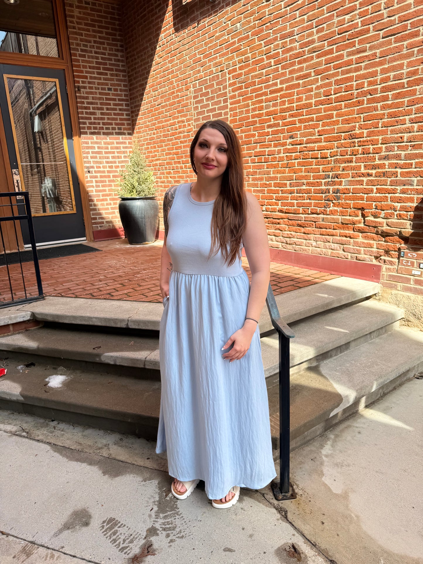 Charlotte Midi Dress in Light Blue