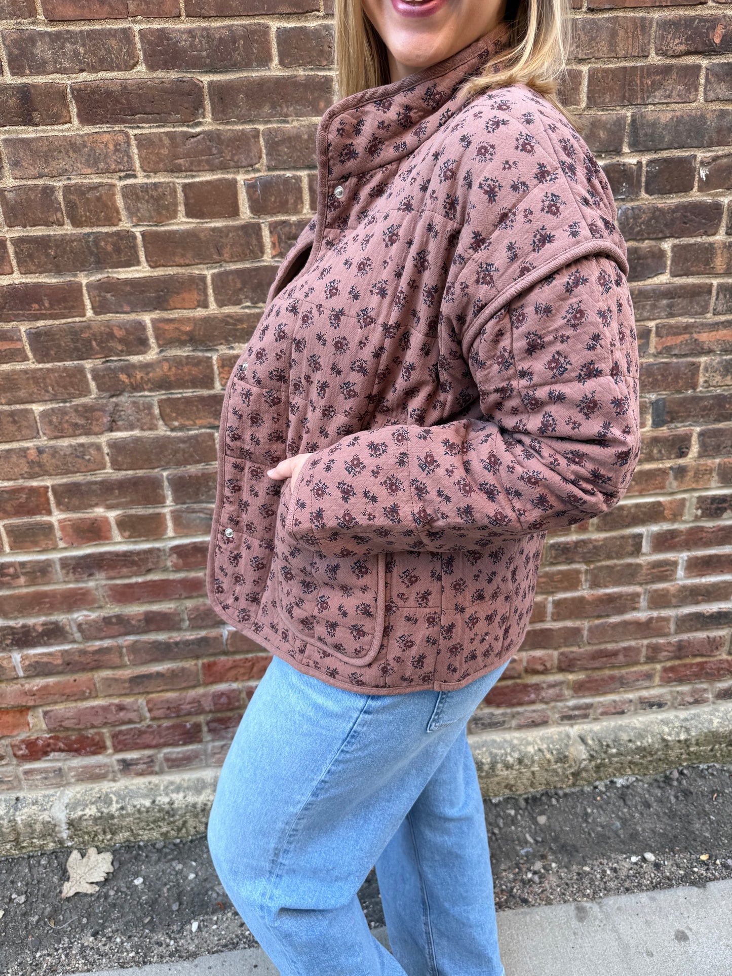 Ashley Button Down Coat in Ditsy Floral