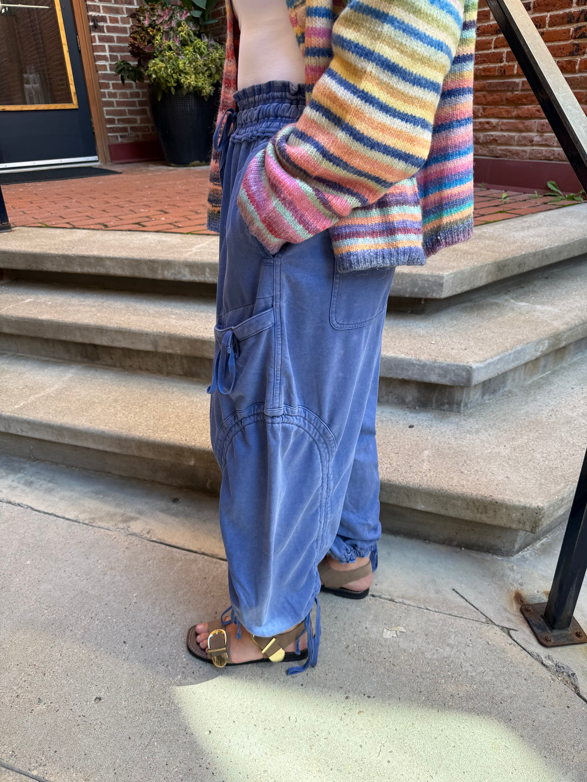 Klara Washed French Terry Drop Pocket Pant in French Blue