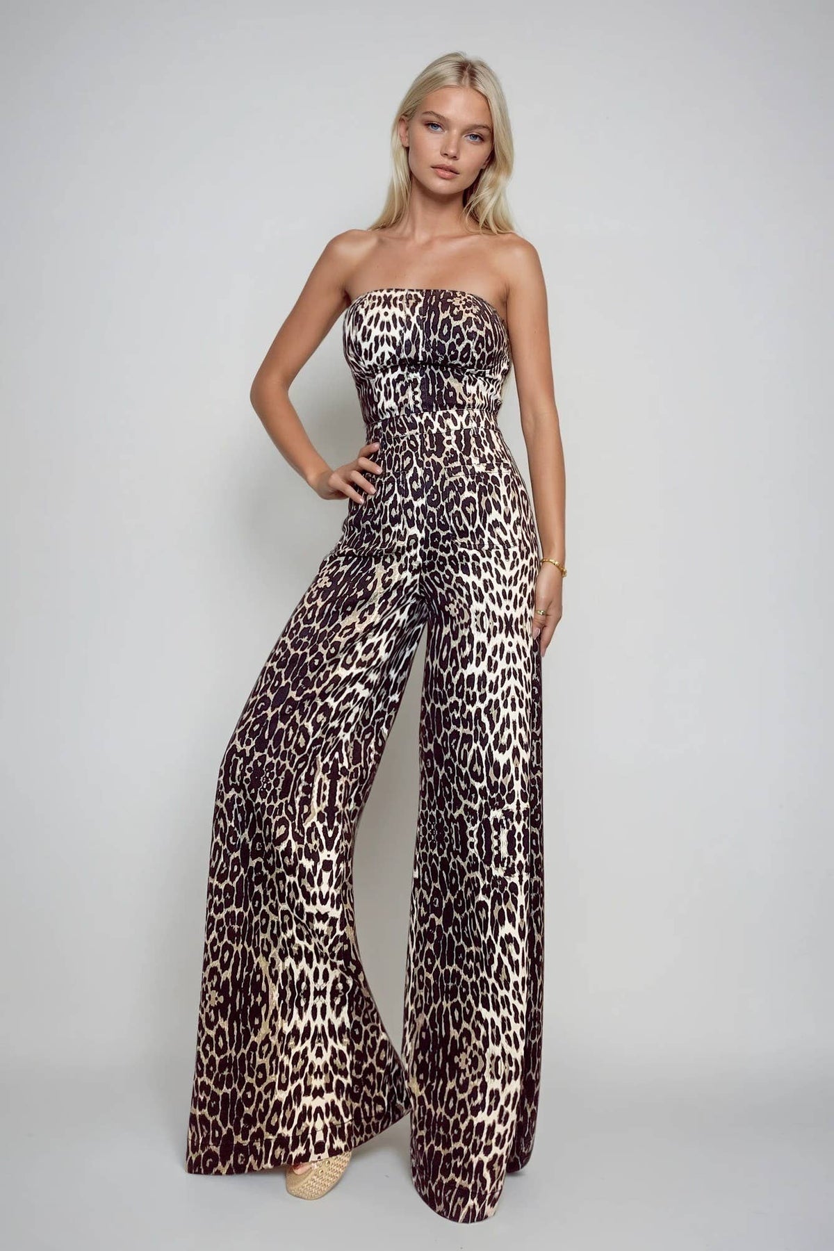 Cassandra Wide Leg Leopard Jumpsuit