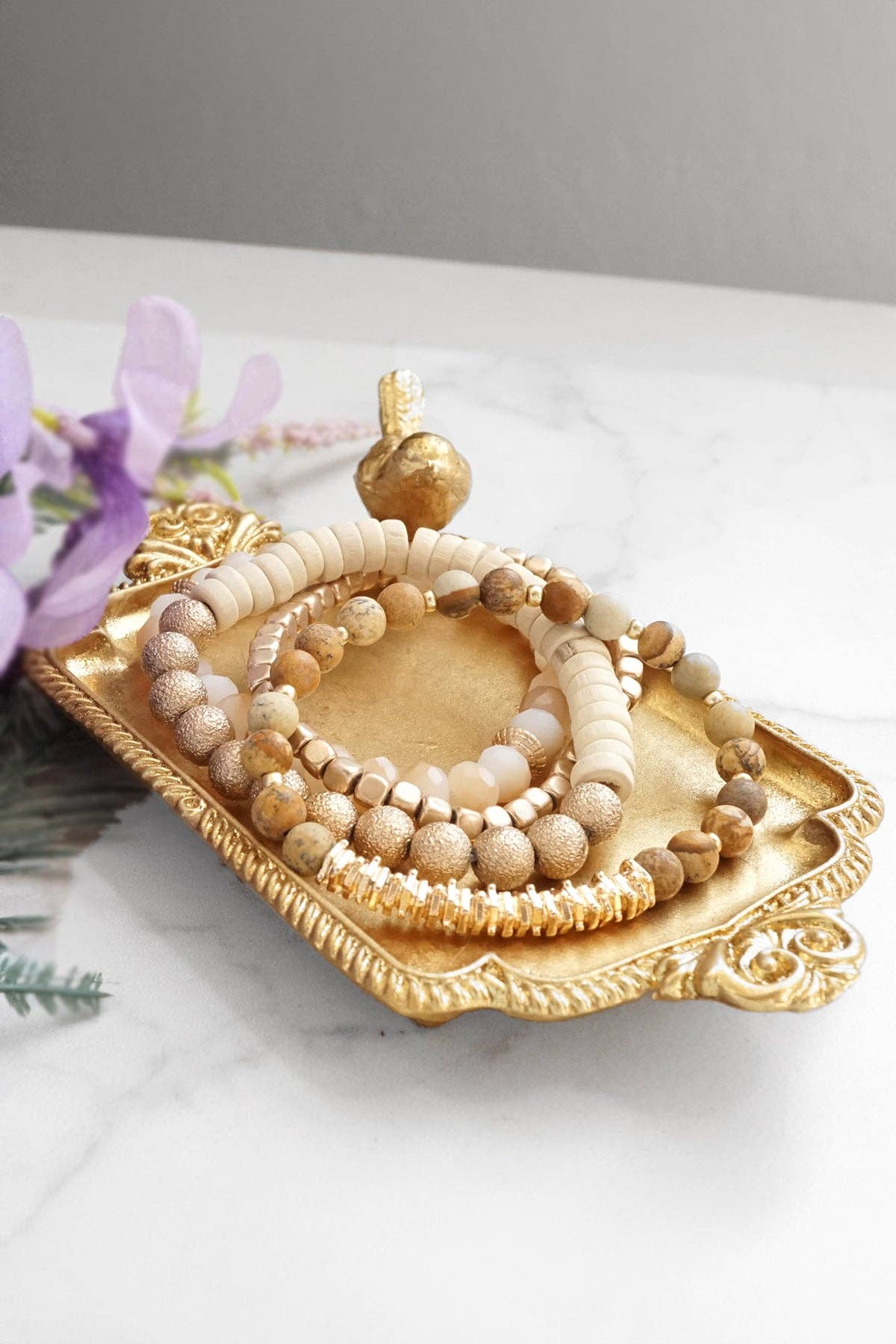 Bracelet Stack in Neutral Brown