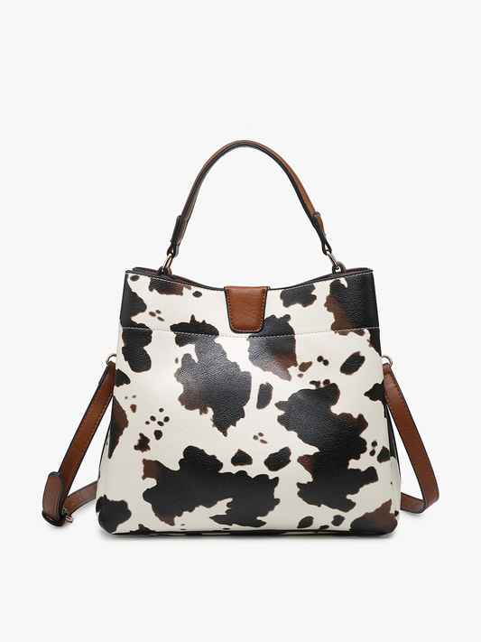 Tati Satchel in Cow Print